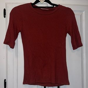 Reformation Red Ribbed Knit Top